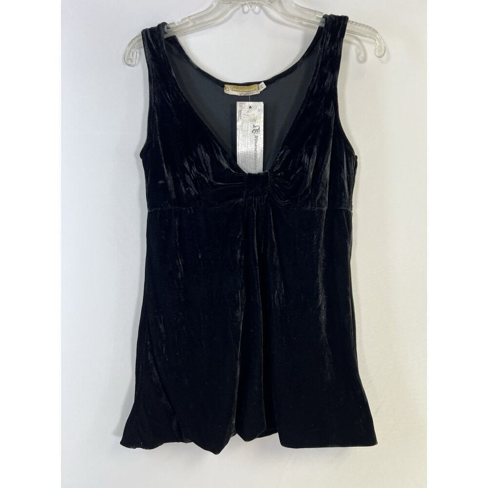 NWT VTG‎ Y2K Black Babydoll Top Velvet Fairycore Whimsigoth Dark Romance Italy